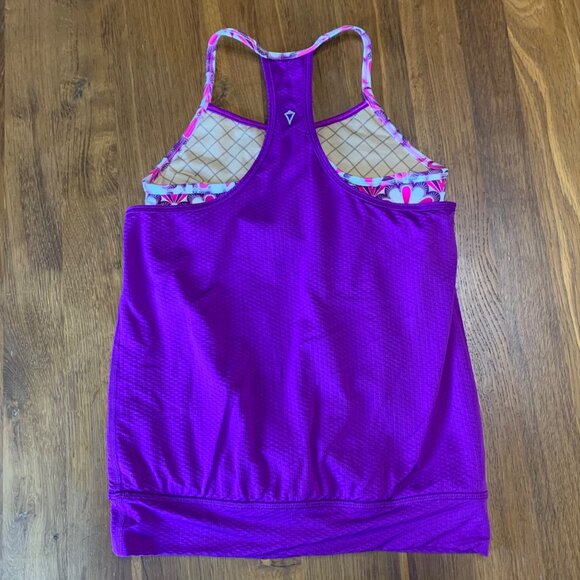 IVIVVA Lululemon Yoga Tank Top Girls 10 Sports Bra Double Layer Tee Girl Purple - Picture 2 of 8